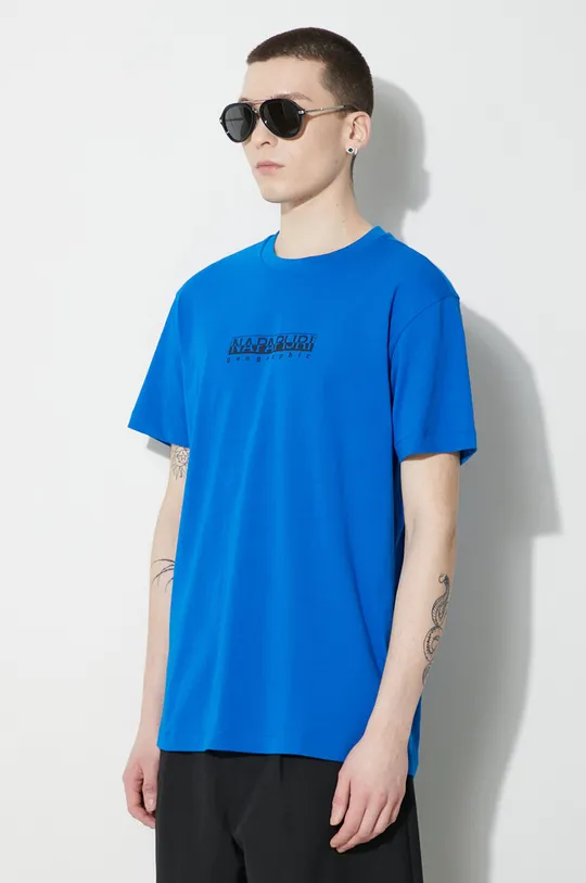niebieski Napapijri t-shirt bawełniany S-Box Ss 4