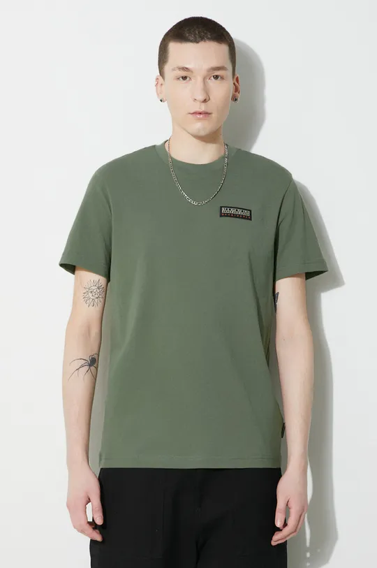 green Napapijri cotton t-shirt S-Iaato Men’s