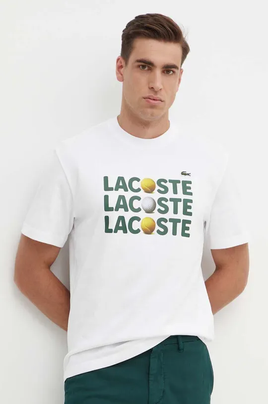 fehér Lacoste pamut póló