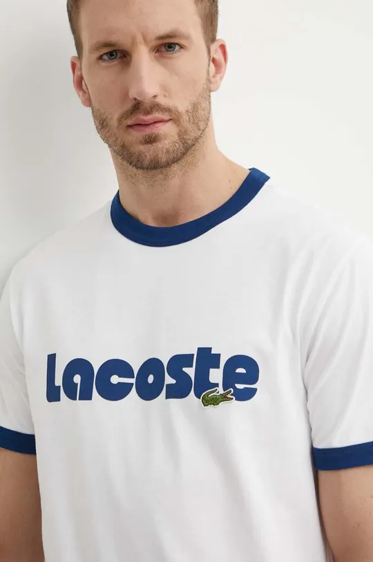 λευκό Βαμβακερό μπλουζάκι Lacoste