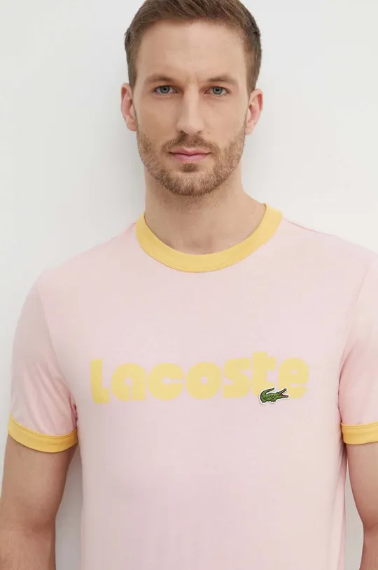 rózsaszín Lacoste pamut póló Férfi