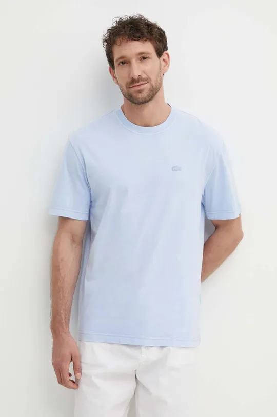 modrá Bavlnené tričko Lacoste Pánsky