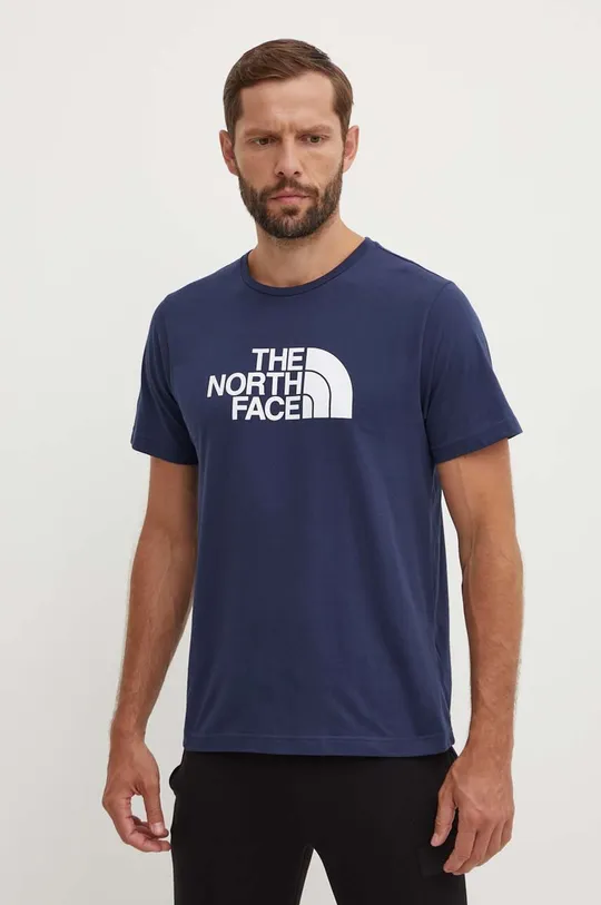 granatowy The North Face t-shirt bawełniany M S/S Easy Tee Męski