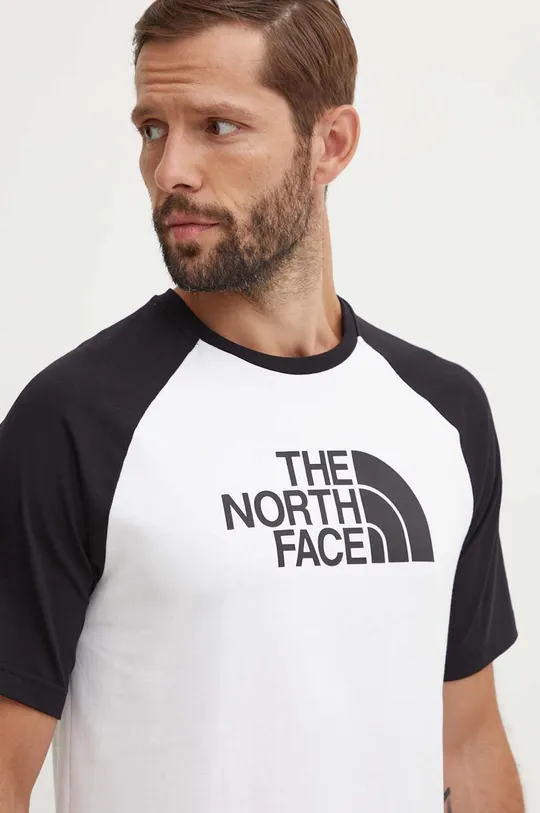 fehér The North Face pamut póló M S/S Raglan Easy Tee