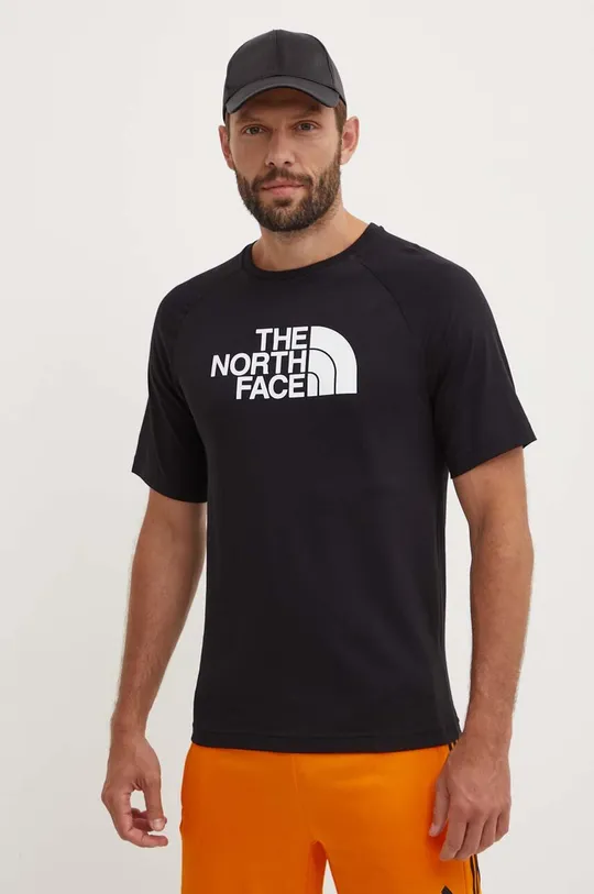 črna Bombažna kratka majica The North Face M S/S Raglan Easy Tee Moški