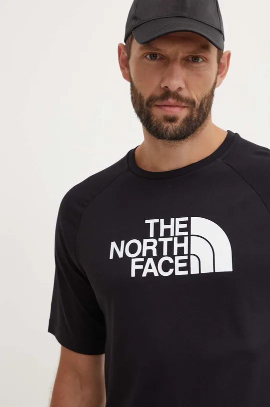 μαύρο Βαμβακερό μπλουζάκι The North Face M S/S Raglan Easy Tee