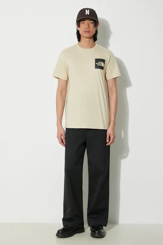 The North Face tricou din bumbac M S/S Fine Tee bej
