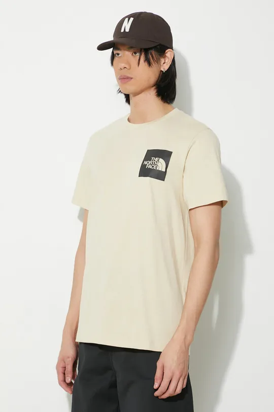 bej The North Face tricou din bumbac M S/S Fine Tee