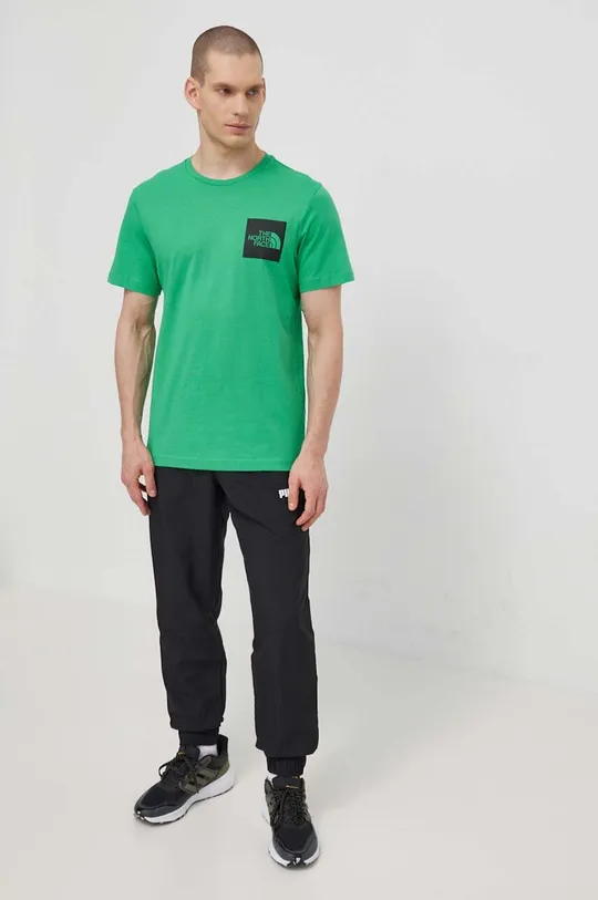 Хлопковая футболка The North Face M S/S Fine Tee зелёный