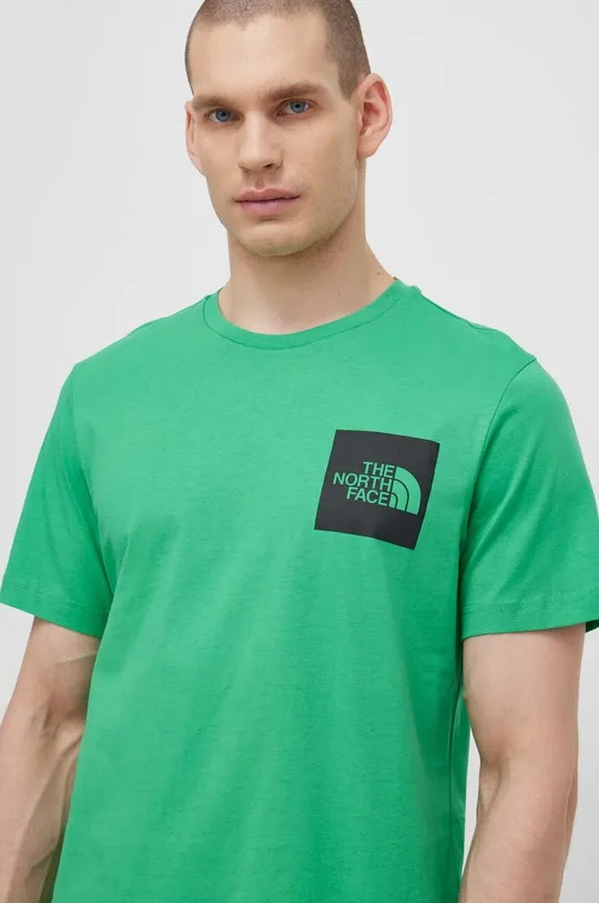 zielony The North Face t-shirt bawełniany M S/S Fine Tee
