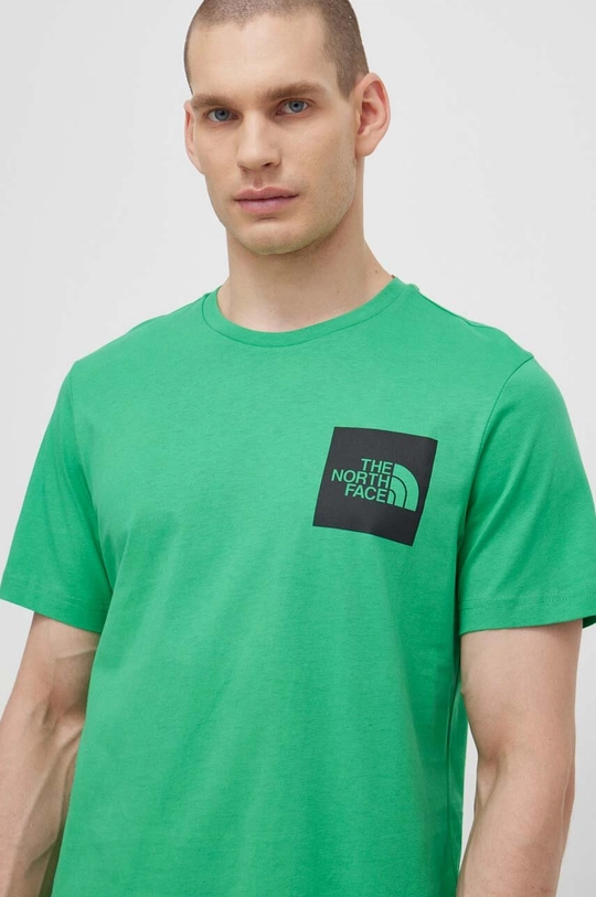 зелёный Хлопковая футболка The North Face M S/S Fine Tee