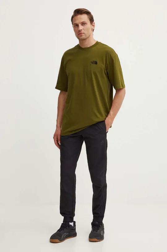 Βαμβακερό μπλουζάκι The North Face M S/S Essential Oversize Tee πράσινο