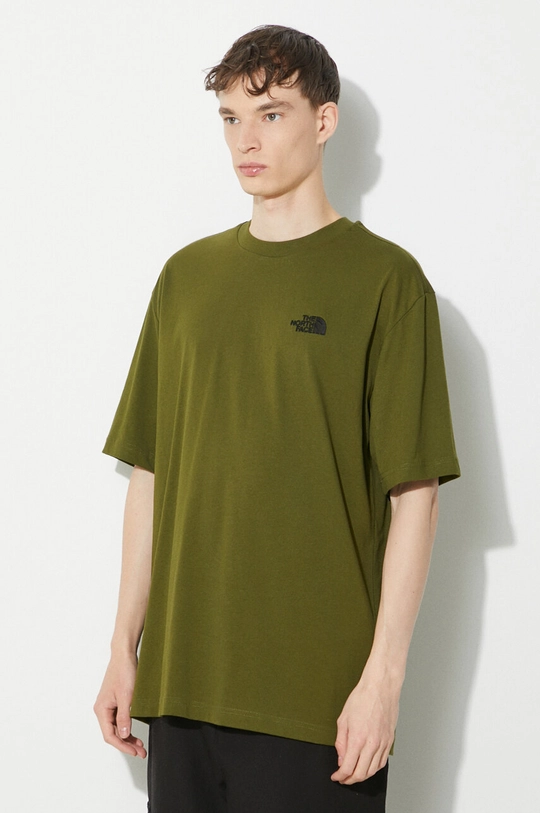 Bavlněné tričko The North Face M S/S Essential Oversize Tee zelená NF0A87NRPIB1