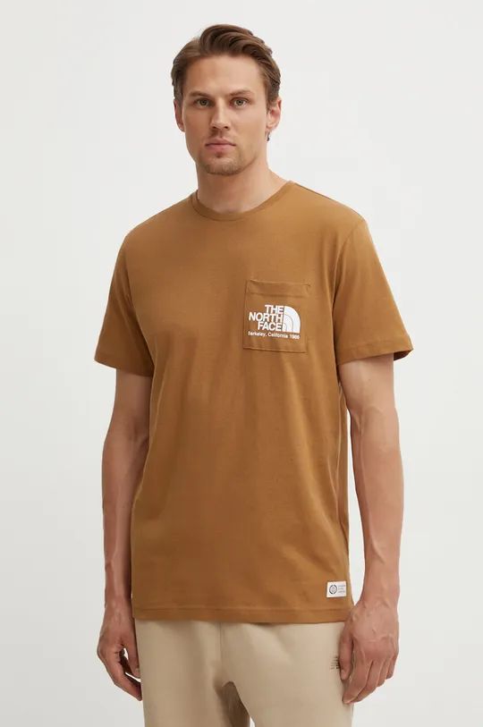 коричневый Хлопковая футболка The North Face M Berkeley California Pocket S/S Tee Мужской