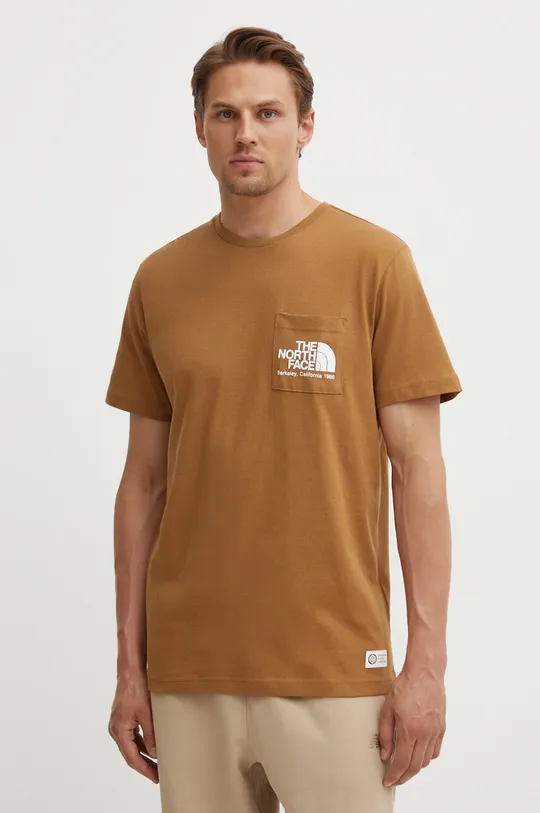 καφέ Βαμβακερό μπλουζάκι The North Face M Berkeley California Pocket S/S Tee Ανδρικά