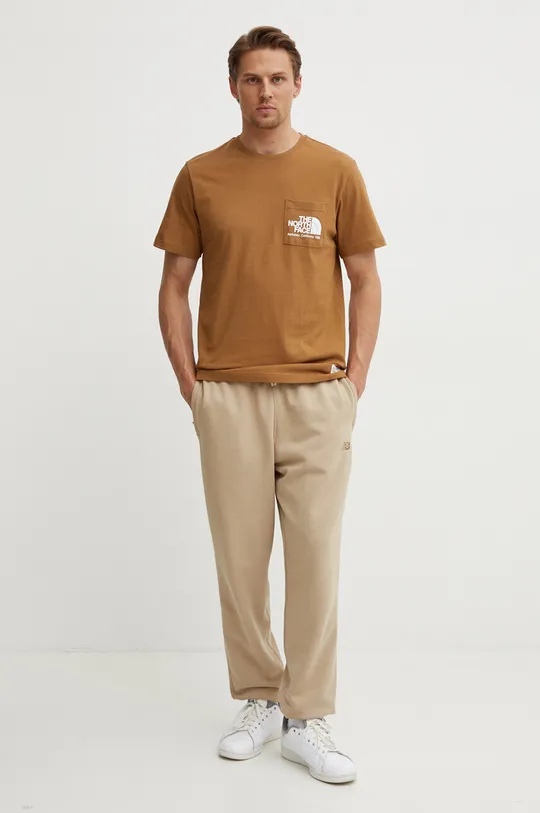 The North Face t-shirt bawełniany M Berkeley California Pocket S/S Tee brązowy