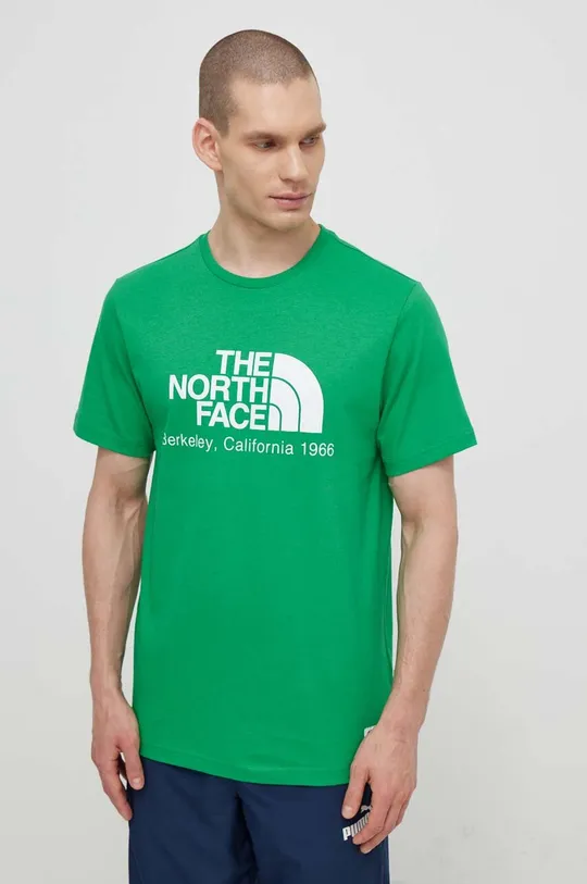 зелёный Хлопковая футболка The North Face M Berkeley California S/S Tee