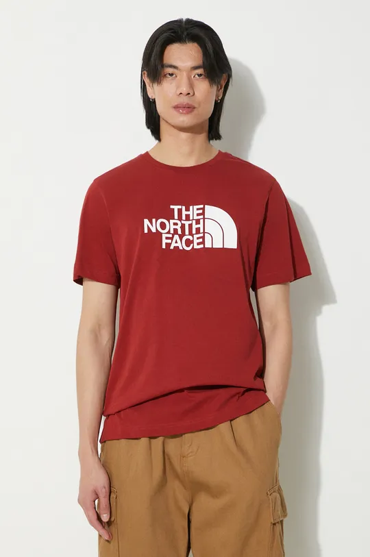 bordowy The North Face t-shirt bawełniany M S/S Easy Tee Męski