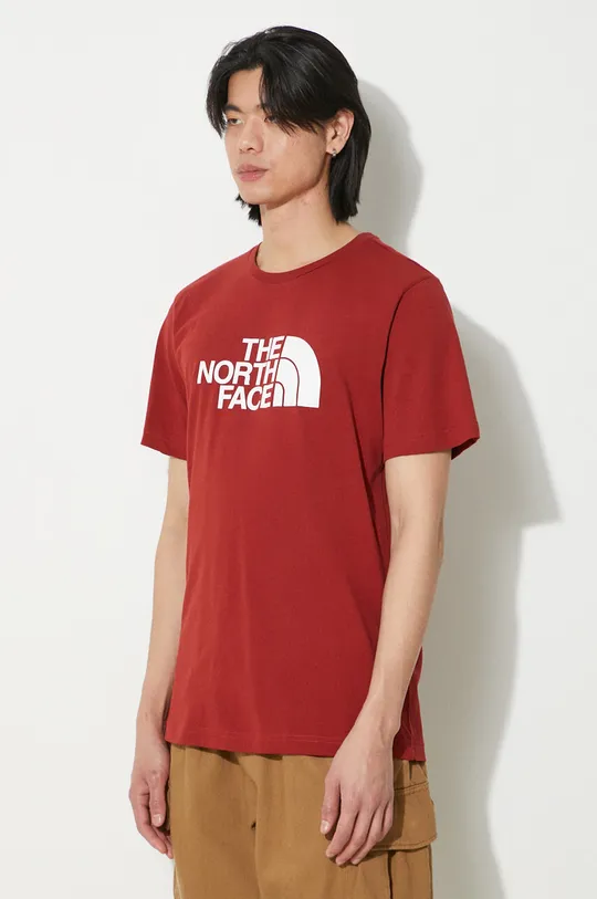 bordowy The North Face t-shirt bawełniany M S/S Easy Tee