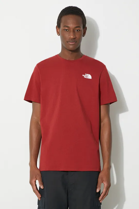 bordowy The North Face t-shirt bawełniany M S/S Redbox Tee Męski
