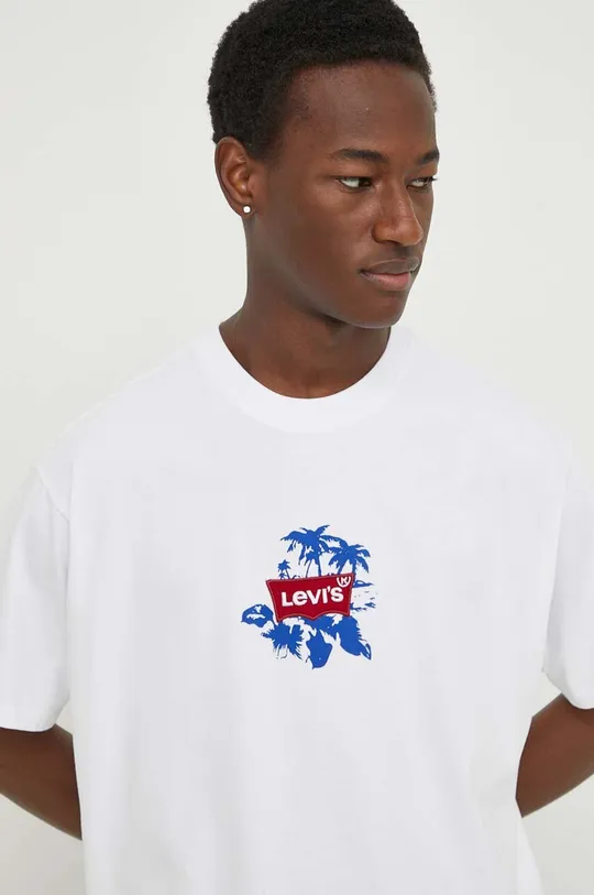 bela Bombažna kratka majica Levi's Moški