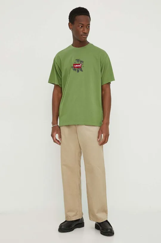 Bavlnené tričko Levi's zelená