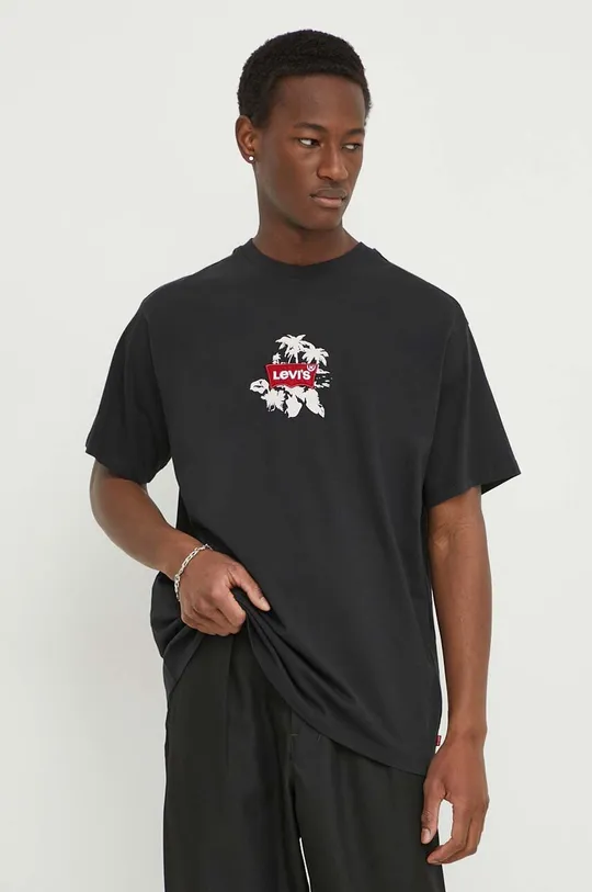 czarny Levi's t-shirt bawełniany Męski