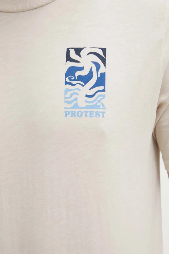 beżowy Protest t-shirt bawełniany Prtrocha