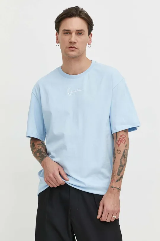 niebieski Karl Kani t-shirt bawełniany Męski