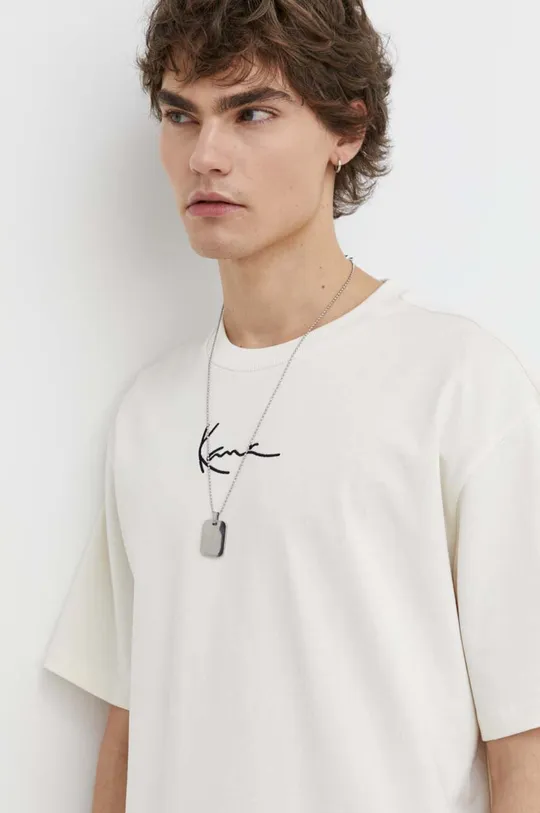 beżowy Karl Kani t-shirt bawełniany