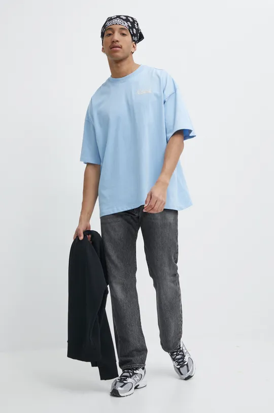 Bombažna kratka majica Karl Kani modra