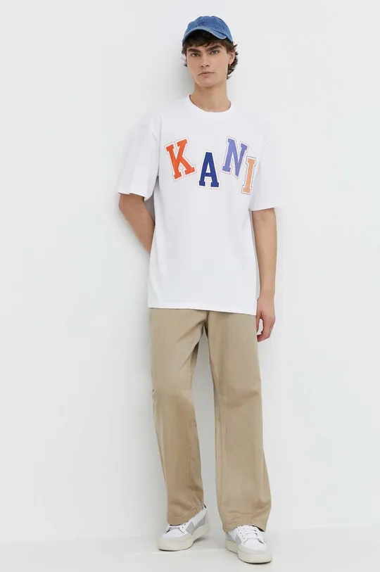 bela Bombažna kratka majica Karl Kani Moški