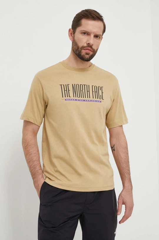 beżowy The North Face t-shirt bawełniany Męski