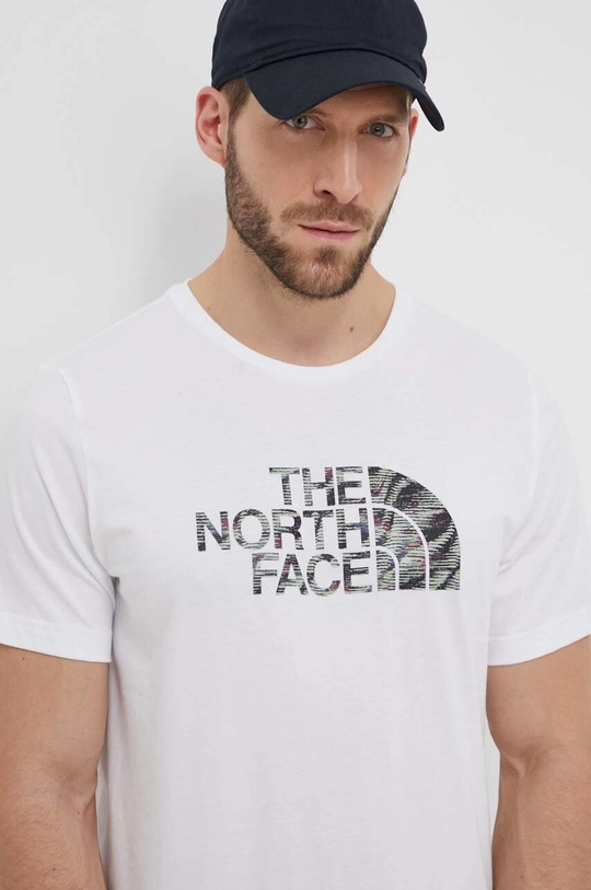 λευκό Βαμβακερό μπλουζάκι The North Face Ανδρικά