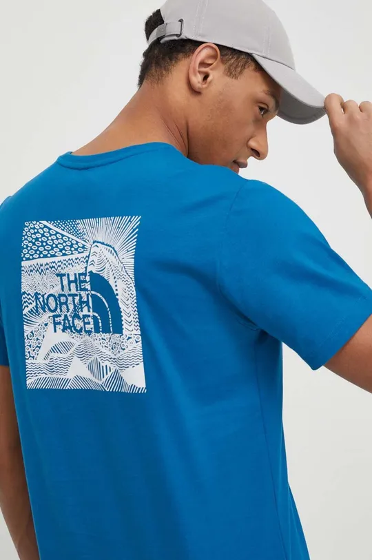 голубой Хлопковая футболка The North Face Мужской