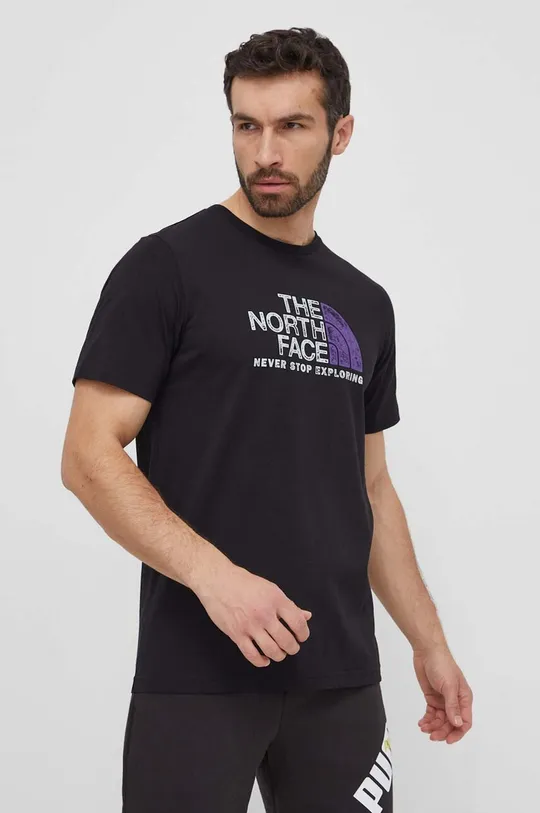 fekete The North Face pamut póló