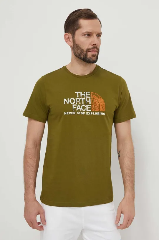 зелёный Хлопковая футболка The North Face Мужской