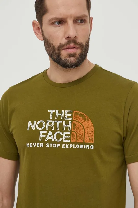 zielony The North Face t-shirt bawełniany