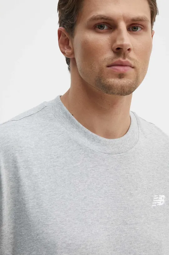 siva Bombažna kratka majica New Balance Essentials Cotton
