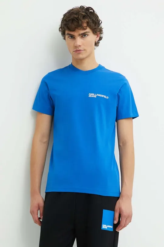голубой Хлопковая футболка Karl Lagerfeld Jeans Мужской