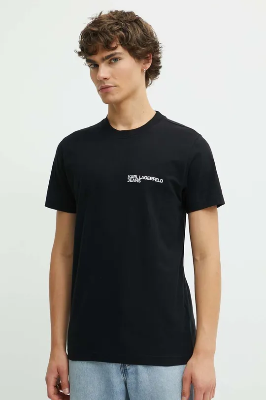 чёрный Хлопковая футболка Karl Lagerfeld Jeans Мужской