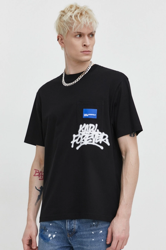 czarny Karl Lagerfeld Jeans t-shirt bawełniany Męski