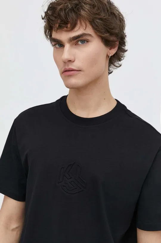 чорний Бавовняна футболка Karl Lagerfeld Jeans Чоловічий