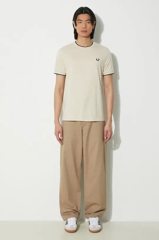 Fred Perry t-shirt in cotone Twin Tipped T-Shirt beige