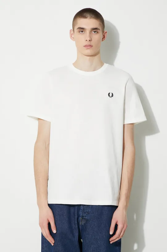 white Fred Perry cotton t-shirt Crew Neck T-Shirt Men’s