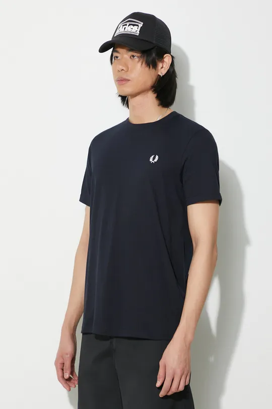 blu navy Fred Perry t-shirt in cotone Crew Neck T-Shirt