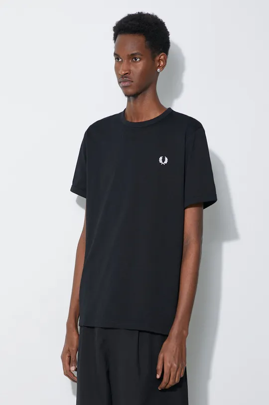 negru Fred Perry tricou din bumbac Ringer T-Shirt