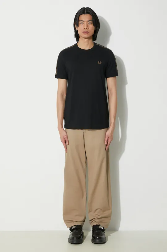 Fred Perry t-shirt in cotone Contrast Tape Ringer T-Shirt nero