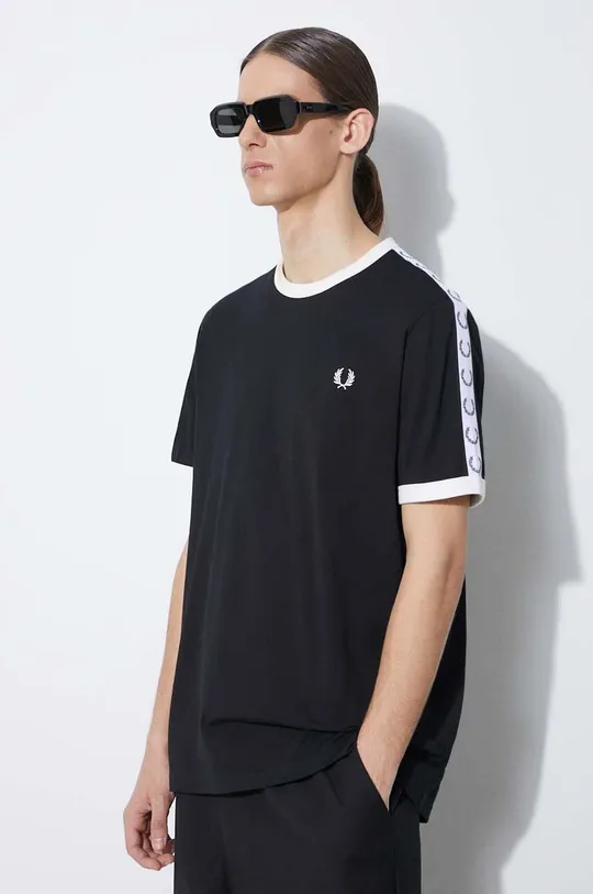 black Fred Perry cotton t-shirt Taped Ringer Men’s