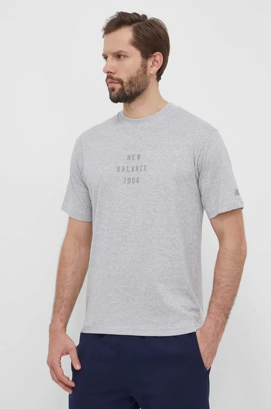 szürke New Balance pamut póló